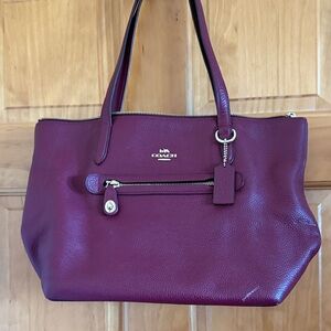 Coach Pebbled Leather Tote in Wine